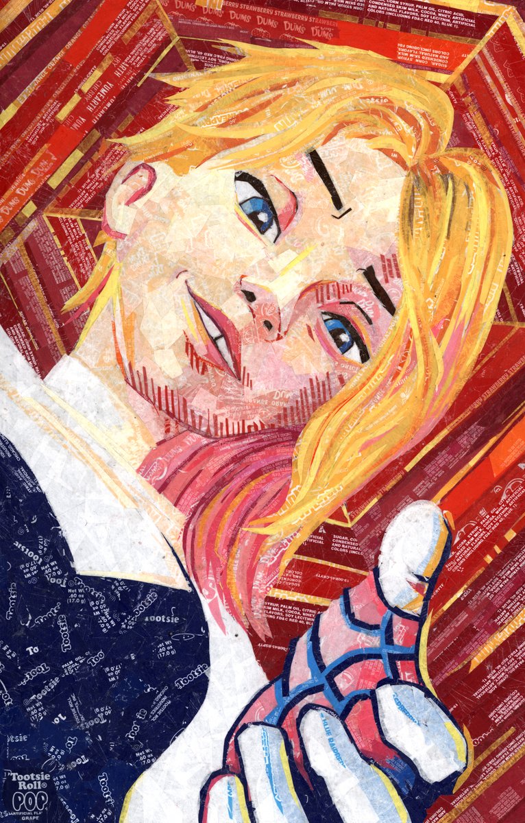 popwrapart's tweet image. Recent Commission: Recreation of #GwenStacy  #SpiderManAcrossTheSpiderVerse made with Candy Wrappers