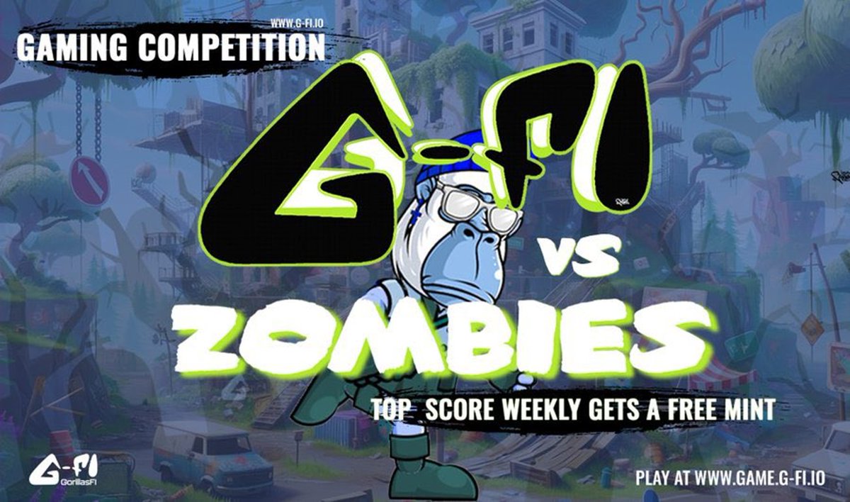 Benji_420's tweet photo. Unleash your tapping skills in the Ultimate Showdown: G-FI vs Zombies Competition! Are you brave enough to claim victory and score a FREE G-FI Mint? Join the  fun in our Discord and let the games begin! #GFI #Gaming #GoBananas 
 
Discord: https://t.co/PV14n5w4CR https://t.co/Psf48uUXXj