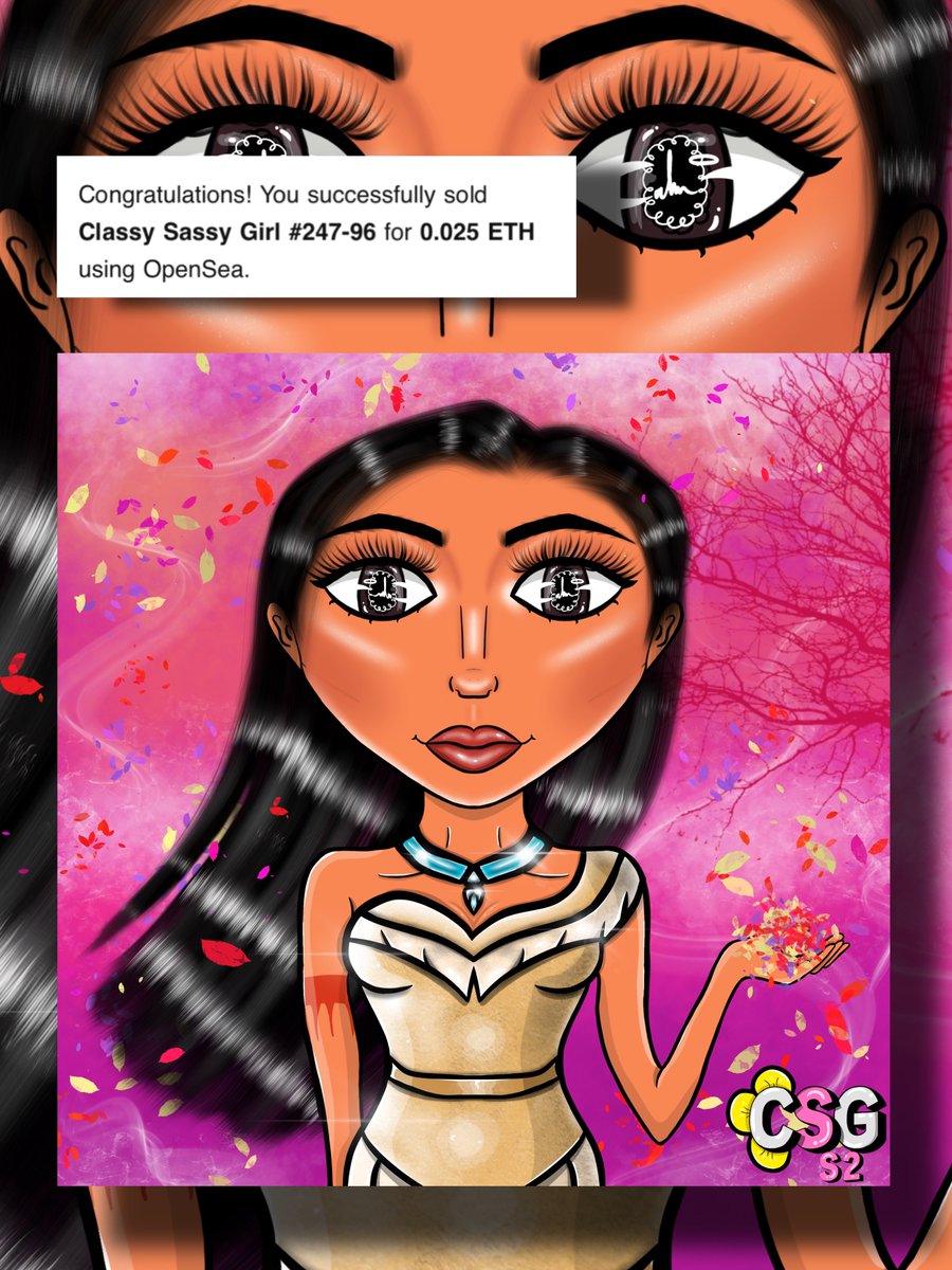 🌼SOLD🌼

Whoop! <a href="/yadaklym/">yadaklym.eth</a> got her 5th CSG!#Classysassygirls -S2 #247🌼 

Pocahontas CSG! Thnx for ur constant support,appreciate you💋ur 2 CSGs away from a free custom too!

You can always transform her to a lil CSG daughter to match her mom, that would unlock ur family frame🖼️