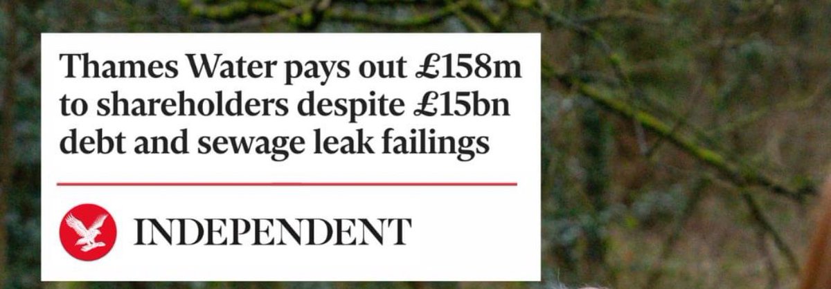 PaulDFollows's tweet photo. 💧Thames Water have asked OFWAT if they can raise bills by somewhere between 44% and 56%. 

💷 Balance this with the fact that in March, Thames Water paid out £158m worth of shareholder dividends, large bonuses to senior management this week - all being handed out despite over £15bn of debt. 

🤢 350 major pollution incidents last year alone. Thousands of hours of sewage dumping into local waterways. 

❗️Comments from Thames Water this week also highligh that without some changes they are likely to run out of cash within 12 months. 
An uncontrolled collapse would be disastrous. 

As I mentioned during the election, the luxury of the debate about privatisation might not be one the government has when it comes to Thames Water. 

Treasury rules would allow a special administration with no bailouts required. We will have to wait and see how what happens. 

🧪 Locally, I am engaging with Water Rangers in regard to ongoing monitoring of the state of the local water. More on that in a few weeks.

Cllr Paul Follows