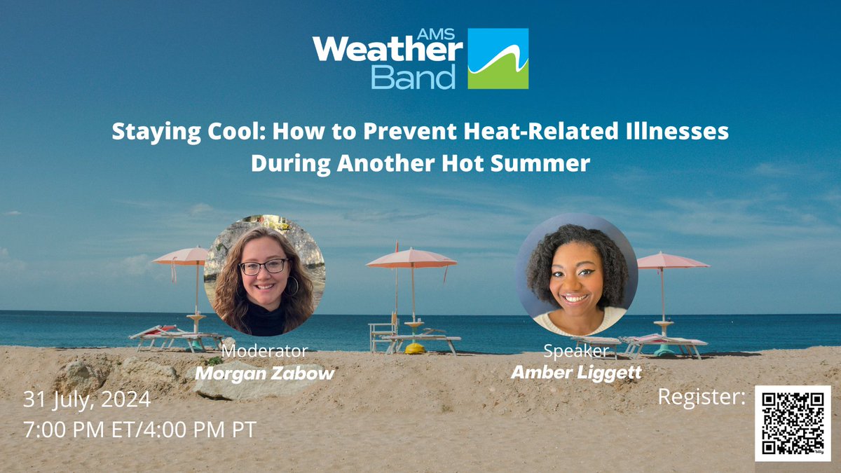 ametsoc's tweet photo. Do you know that around 1,220 people in the U.S. are killed by extreme heat every year? In this webinar, emergency management expert @ambersballoons and @NOAAResearch CPO's Morgan Zabow will chat about combatting extreme heat.

Register here: https://t.co/ALfPaC14In https://t.co/77l9tuzDE8
