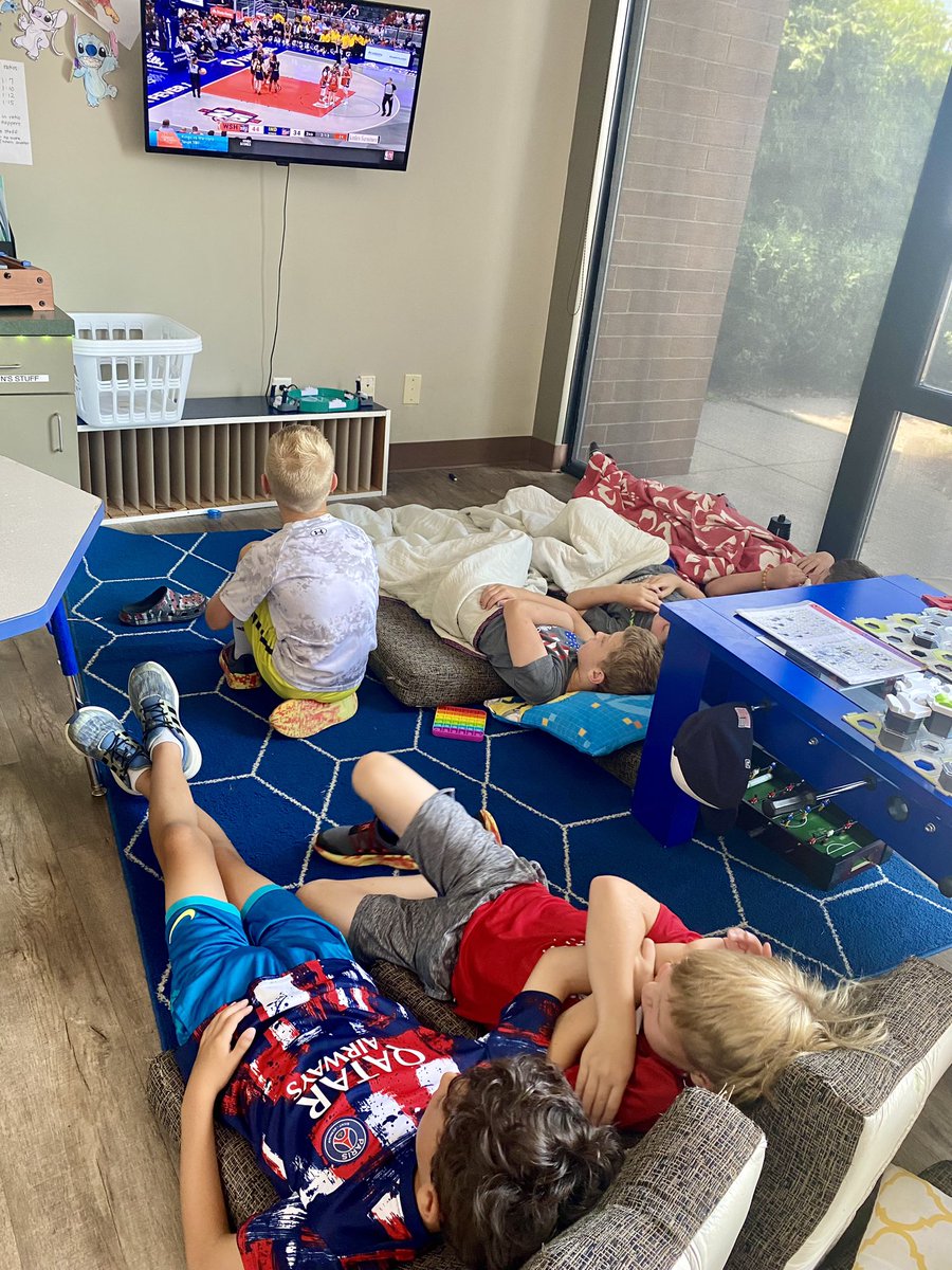 AllisonLindsey5's tweet photo. This is just one example of what @CaitlinClark22 has done for the game. I work a summer care room of nothing but 8-12 year old boys. They were so excited to find out that the @IndianaFever play during the day, and I was going to let them watch it. I’m grateful for this! ❤️ https://t.co/TOOCBi0ul4