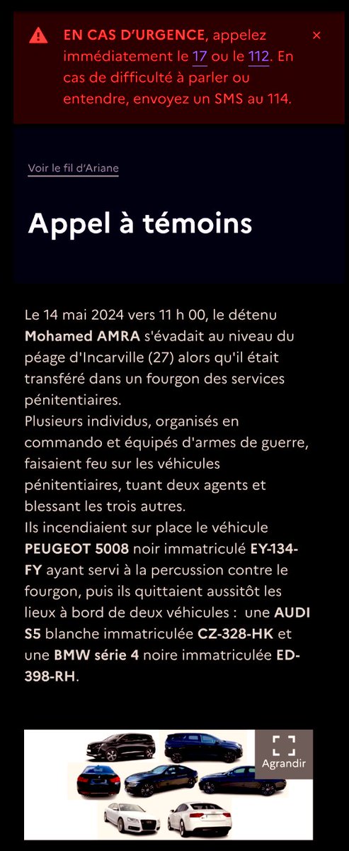 ChatOccitan's tweet photo. APPEL À TÉMOINS #DNPJ
Mohamed AMRA
«La PJ recherche toute personne présente le 14 mai 2024 entre 10 h 00 et 12 h 00 entre Acquigny (27) et Evreux (27), (…) dans l'Eure & en Seine-Maritime, ayant été témoin (..) ou ayant vu les véhicules utilisés par les malfaiteurs». https://t.co/ufdr9SFfzF