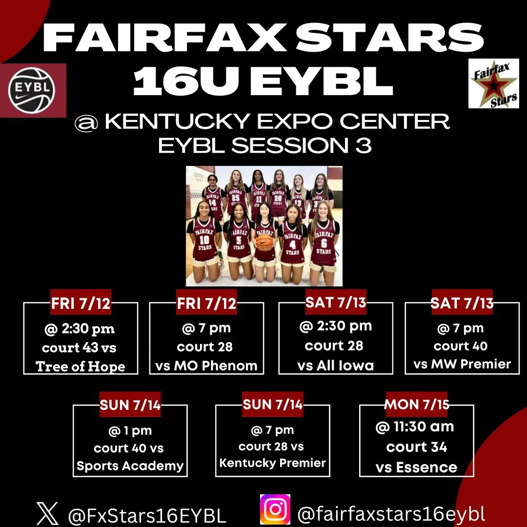 College Coaches We Would Love To Have You Come Out And View Our Talented Group Of Student Athletes In Louisville, KY At The Nike EYBL Session 3 Stop
<a href="/FxStars16EYBL/">Fairfax Stars 16U EYBL</a>
<a href="/coachmike2wo/">Coach Mike Wills</a> <a href="/CoachIvanJones1/">CoachIvanJones1</a>
@_CoachSi
<a href="/coacheran/">Eran Horodniceanu</a>

FAIRFAXSTARS.ORG