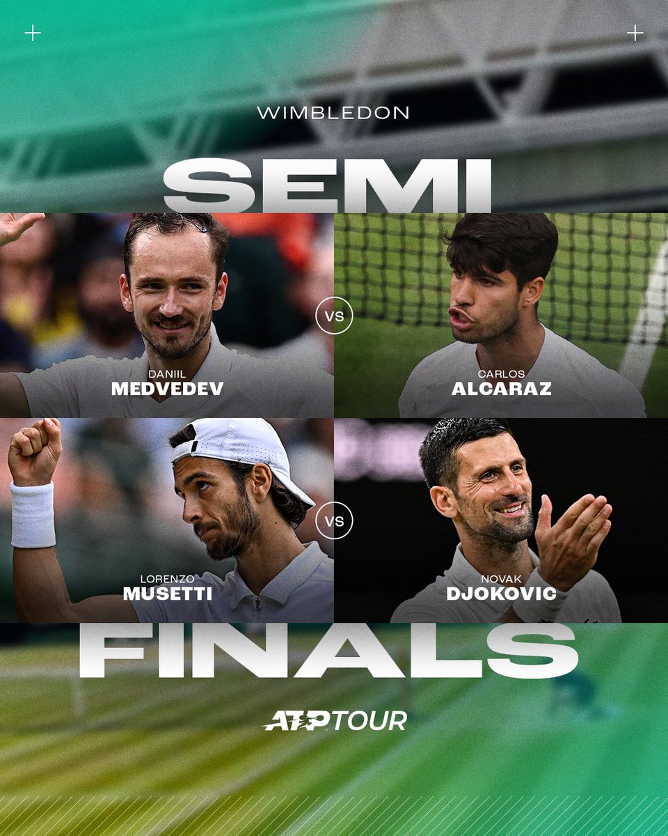 atptour's tweet photo. THE. FINAL. 4. 

@Wimbledon | #Wimbledon https://t.co/U6oxwKE9Jo