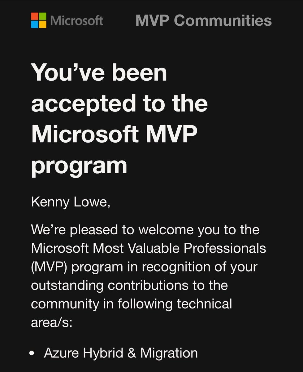 Really happy to share that for the eighth year on the trot, and alongside a plethora of friends and colleagues, I've been re-awarded the Microsoft MVP award for Azure Hybrid and Migration :) 

Here's to another year of community, sharing, helping, and evangelising! #mvpbuzz