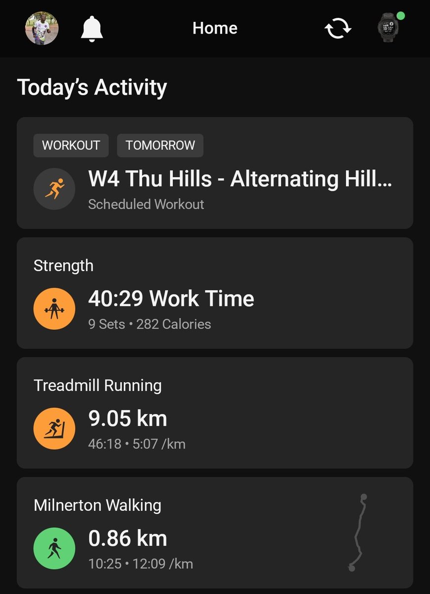 Laz_tm's tweet photo. Mid-week grind: Completed a double session with a 9km run and a core strength workout.
I'm feeling strong and ready to tackle the rest of the week!
#RunStrong #MidWeekMotivation #DoubleSession #FitnessJourney #stayactive #garmin #beatyesterday #saka #beatyesterday #runner #keepmoving