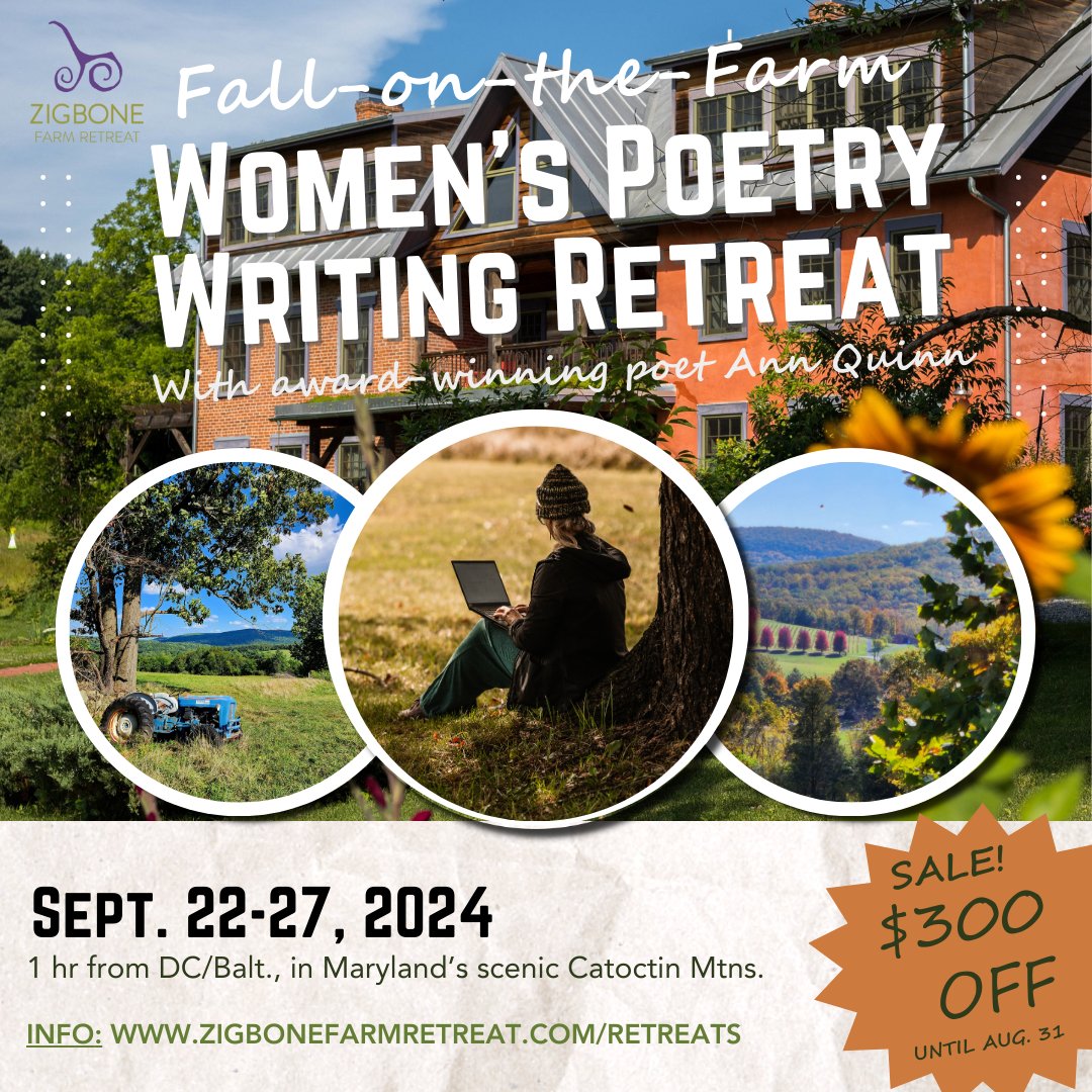 nadawrites's tweet photo. While the novel retreat with @tgwood505 at @ZigBoneFarm is full (already having FOMO), Zigbone Farm has another retreat coming up for women in poetry, and offering a discount on a few final spots this fall! https://t.co/Jy5HYSKeSZ