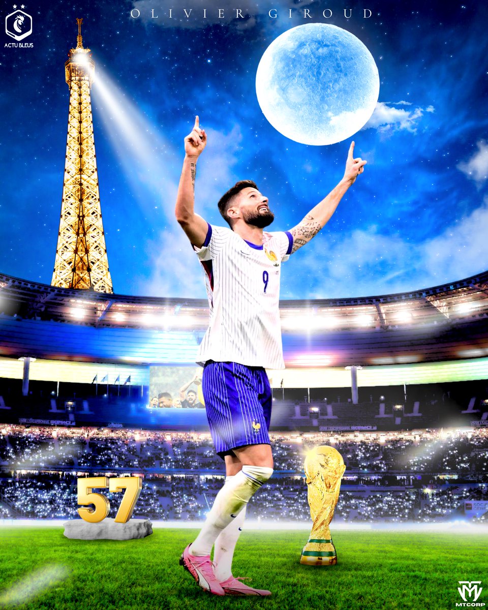 actubleus_'s tweet photo. 🇫🇷 Meilleur buteur de l'Histoire de l'Équipe de France et champion du monde ⭐️⭐️

𝑶𝒍𝒊𝒗𝒊𝒆𝒓 𝑮𝒊𝒓𝒐𝒖𝒅 est et restera une LÉGENDE des Bleus ! Merci pour tout ! 👏

(🎨 : @mt_corp_) https://t.co/lZ09HcqzaU