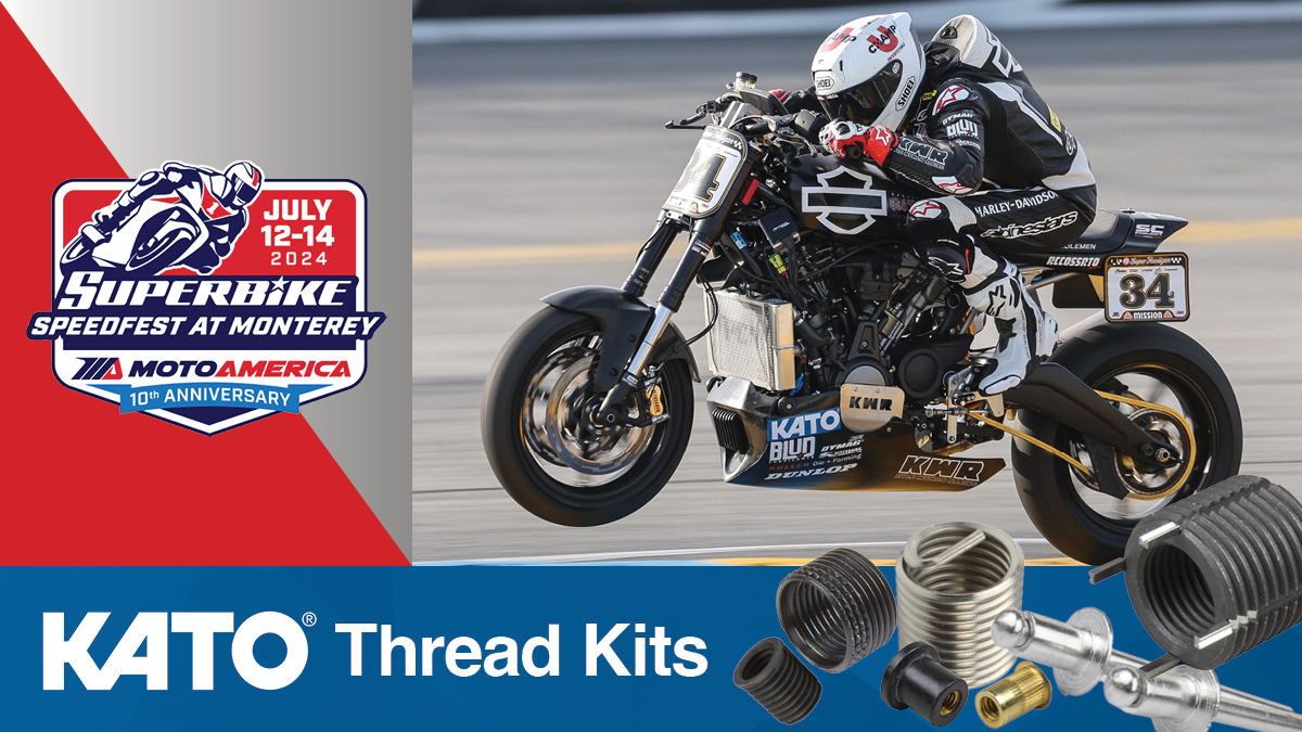 KATOFastening's tweet photo. 🏁#SuperHooligan racing this weekend with KATO sponsored @codywyman @Hayden_259 &amp; the KWR #HarleyDavidson team @WeatherTechRcwy #MotoAmerica. In need of thread repair? Ask the specialist at KATO Thread Kits (#permacoil, #permaplug, #permakee &amp; #timesert)🔗https://t.co/XWZe9dwHlq https://t.co/SetzsKpVqA