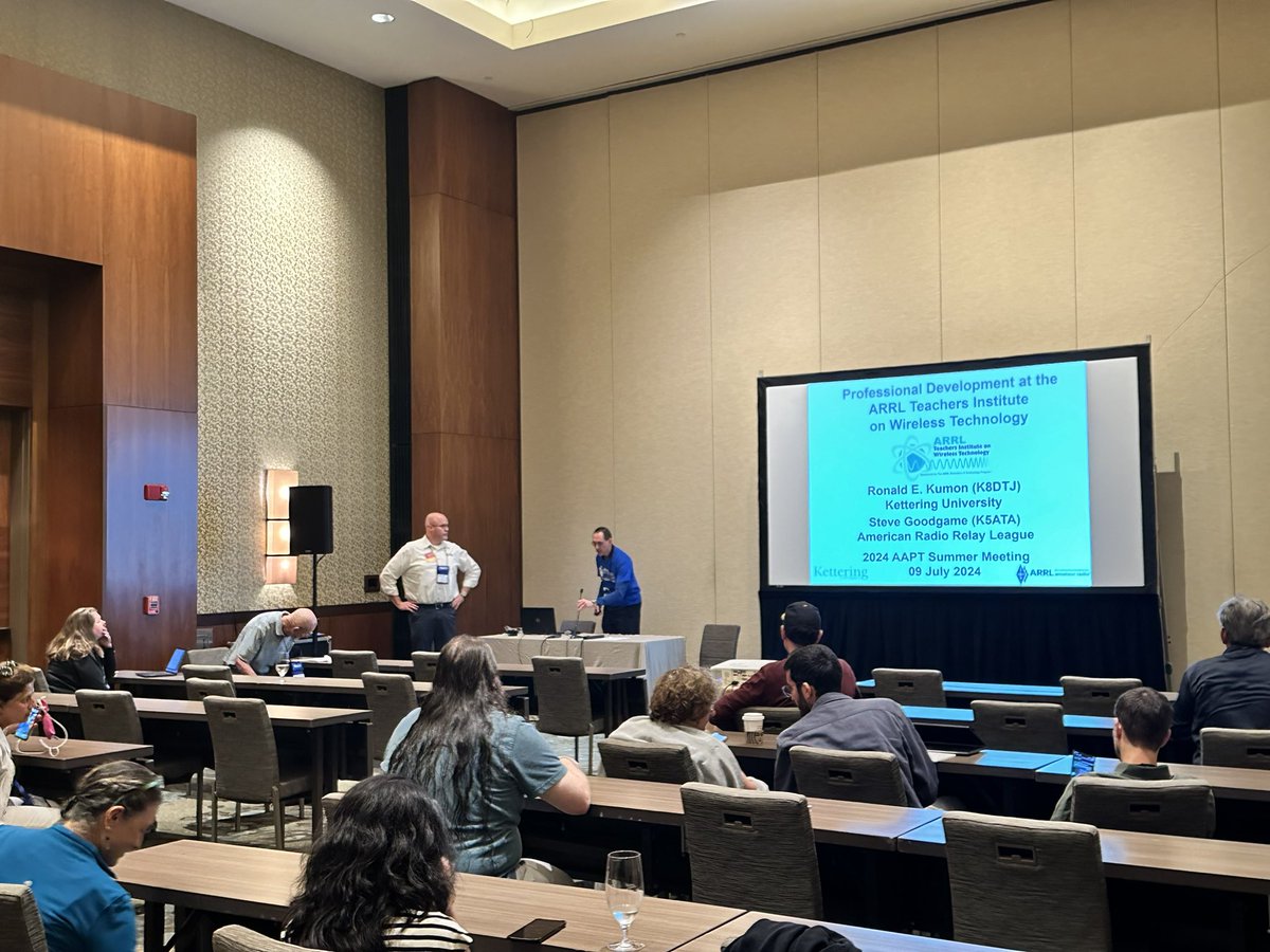 goodgame_K5ATA's tweet photo. It was great to have the opportunity to co-present at the American Association of Physics Teachers conference with TI graduate Ron.  Thanks for the opportunity to share how we can help teachers implement radio into their #STEM programs.  #hamradio #amateurradio #radioSTEM https://t.co/NtJWJqujMS