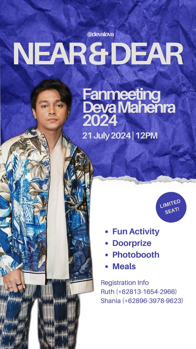devalova_'s tweet image. Ayo daftar sekarang #devalova 
untuk info detailnya bisa kontak di nomor yang tertera di flayer
kapan lagi bisa seru seruan bareng ka Deva 🥰