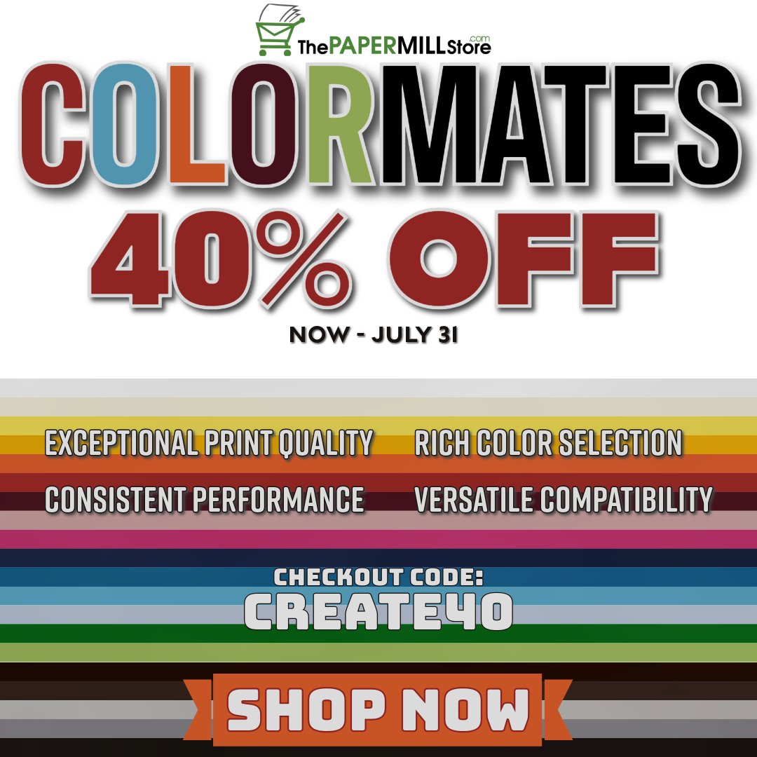 PaperMillStore's tweet image. Elevate your #stationery game and SAVE 40% with #COLORMATES!
🌈 These premium #paper, #cardstock and #envelopes feature a highly-printable surfaces, superior #PrintQuality, and a wide range of hues and earth tones, perfect for any #creative project.
thepapermillstore.com/paper-mills/ct…