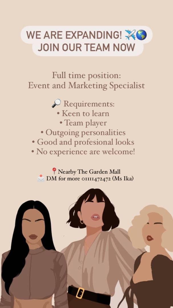 ellegrey1118's tweet photo. Hi,
Our team is expanding 
Looking for Event and Project Representatives 
- KL area nearby The Gardens Mall 
- Weekly payout 
- Rangely 800~1,200+ based on your performance weekly
- Good and professional image 
- No experience are welcome! 

@twt_kerjaMY  @kerja_kosongMY 

#KLjob https://t.co/vXCtmWDPYy