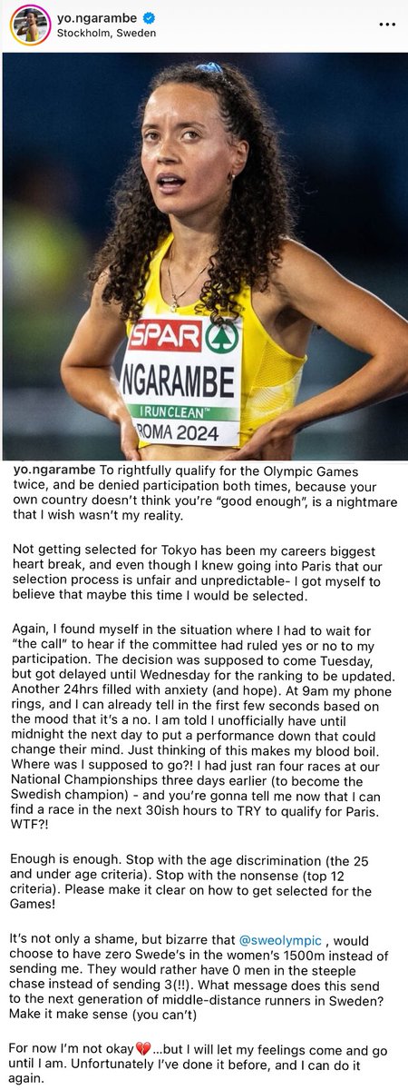 Chris Chavez (@chrischavez) on Twitter photo “Enough is enough. Stop with the age discrimination (the 25 and under age criteria). Stop with the nonsense (top 12 criteria). Please make it clear on how to get selected for the Games!
It’s not only a shame, but bizarre that <a href="/SWEOlympic/">Swedish Olympic Team</a>, would choose to have zero Swede’s in the “Enough is enough. Stop with the age discrimination (the 25 and under age criteria). Stop with the nonsense (top 12 criteria). Please make it clear on how to get selected for the Games!
It’s not only a shame, but bizarre that <a href="/SWEOlympic/">Swedish Olympic Team</a>, would choose to have zero Swede’s in the
