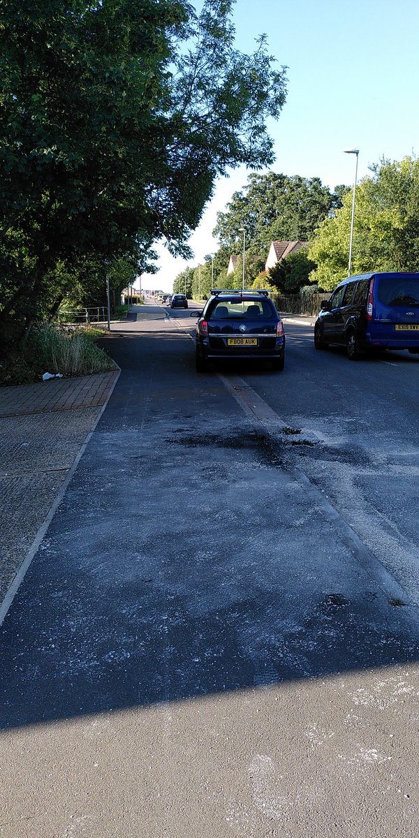 AzuHatch's tweet photo. @CambsCops this car was moved to this position by your colleagues, but it has been in this unsafe position outside our house since last night. We've called the police and have been told it is being towed away but #hazard https://t.co/3ulgLLBT8C