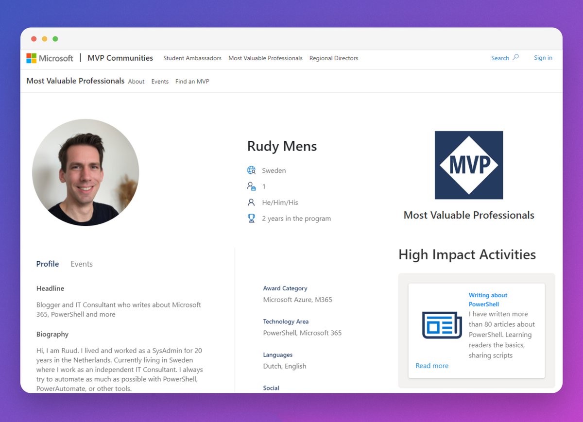 LazyAdmin's tweet image. Thrilled to announce I've been awarded Microsoft MVP for Azure and M365 for the second year! Grateful for the recognition and excited to keep contributing to the amazing tech community. #MicrosoftMVP #Azure #MVPBuzz