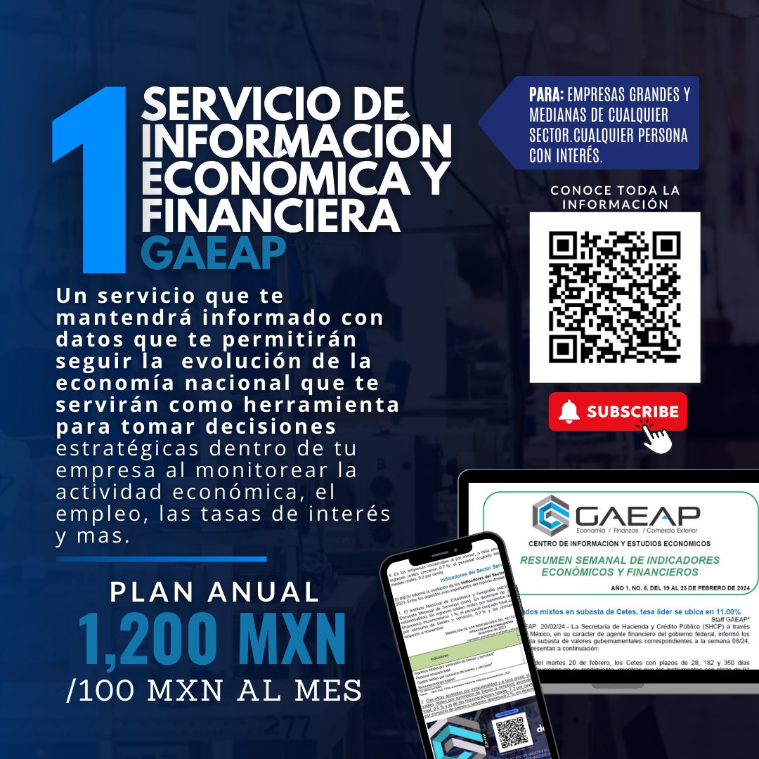 gaeap_mx's tweet photo. 📢¿Conoces los servicios de #GAEAP?Te ayudamos a entender a fondo la #economía de tu país, industria o región para impulsar tu negocio.📲Descúbrelo todo en: https://t.co/6P70QLXiED
💻Servicio Informativo
🎙️Conferencias
🏭Análisis de la #Industria
📄Estudios de Economías Estatales https://t.co/TOrQm24zOy