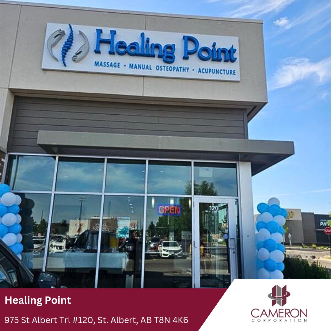 We are thrilled to announce the latest opening in Erin Ridge, Healing Point! They offer massage, manual osteopathy and acupuncture all under the same roof.

To explore more leasing opportunities, access our website: leasing.camdevcorp.com/commercial-rea…