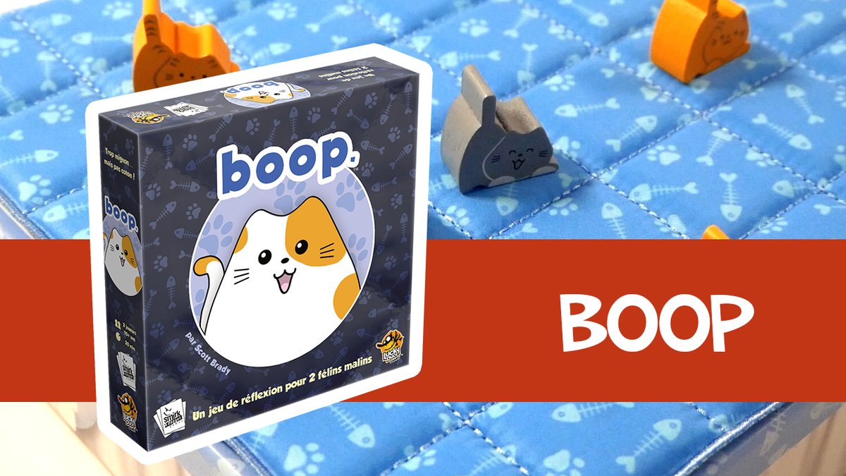 Boop est un petit jeu abstrait pour 2 joueurs. Les joueurs tentent d’aligner 3 chats, en posant et déplaçant chats et chatons sur le lit.
Découvrez-le en 3 minutes !

Youtube : youtube.com/watch?v=IjcujB…
Blog : des-en-mousse.com/boop-presentat…

#j2s #jeudesociete