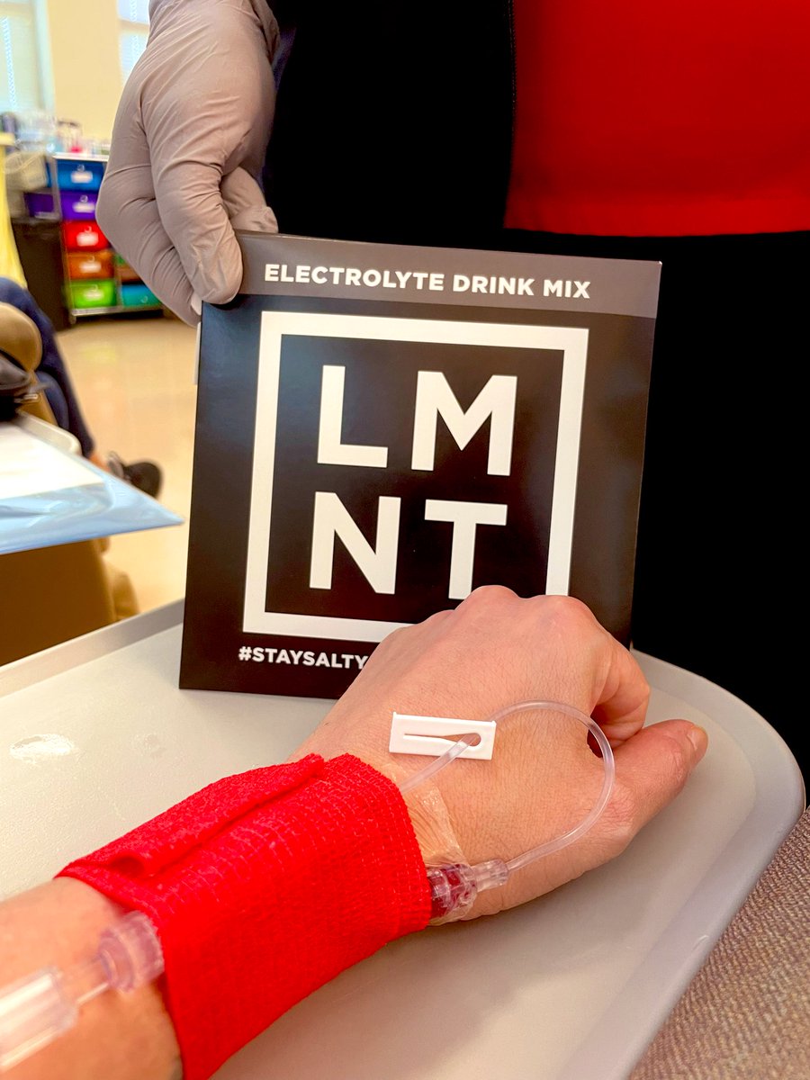 VinoNStrosGal's tweet photo. My RN is about to get salty thanks to @drinkLMNT & I’m about to get salty thanks to #InfusionDay #POTS https://t.co/hXn8c6inPS