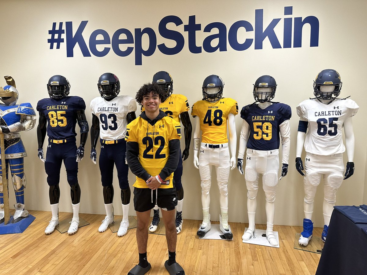 n_vak_'s tweet photo. #AGTG After an amazing call with @AB_balogh I am blessed to receive my 2nd offer from @CarletonCollege ! Thank you to Carleton’s staff, Blaine football &amp; my family for this opportunity 💙💛
@BlaineFootball @CarletonCollege @PrepRedzoneMN @OJW_Scouting 
@CoachJournell https://t.co/WODCr39A62