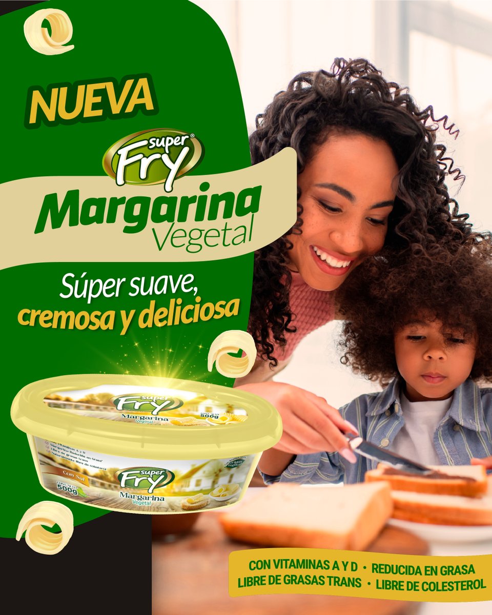 EstrellaOnline's tweet photo. Nueva Margarina Super Fry, super suave, cremosa y deliciosa, úsala en todo en tu mesa.

#Publicidad #SuperFry #Margarina #Cremosa #Deliciosa https://t.co/WkkLg46GE5
