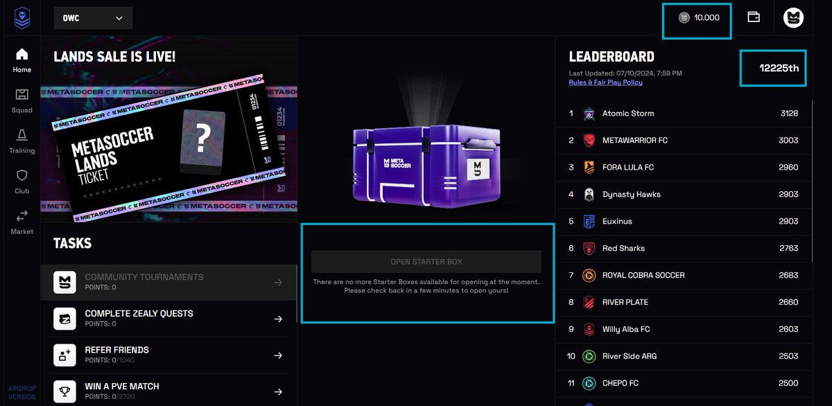 elRincondelDT's tweet photo. Dia 0 del challenge "One week to TOP 50" del P2A de @playmetasoccer
Position 12225th
Digo dia 0 ya que aún no he recibido la caja pero si he recibido los tokens. Cuando tengas los players y el scout empezamos el contador. Mientras, a lo mejor aprovecho y empiezo a subir https://t.co/dEcXLDsybP