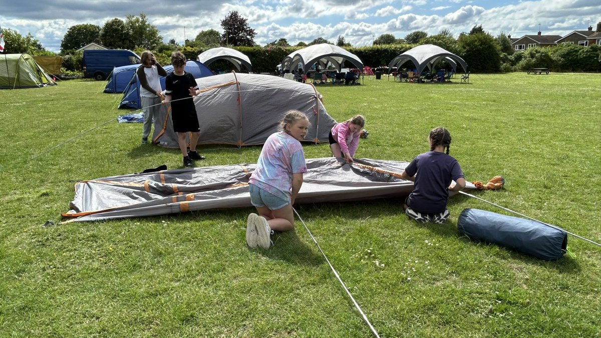 AstonClintonSch's tweet photo. The tents are up &amp; the sun came out! 🏕️ https://t.co/O6BKG1EdeK