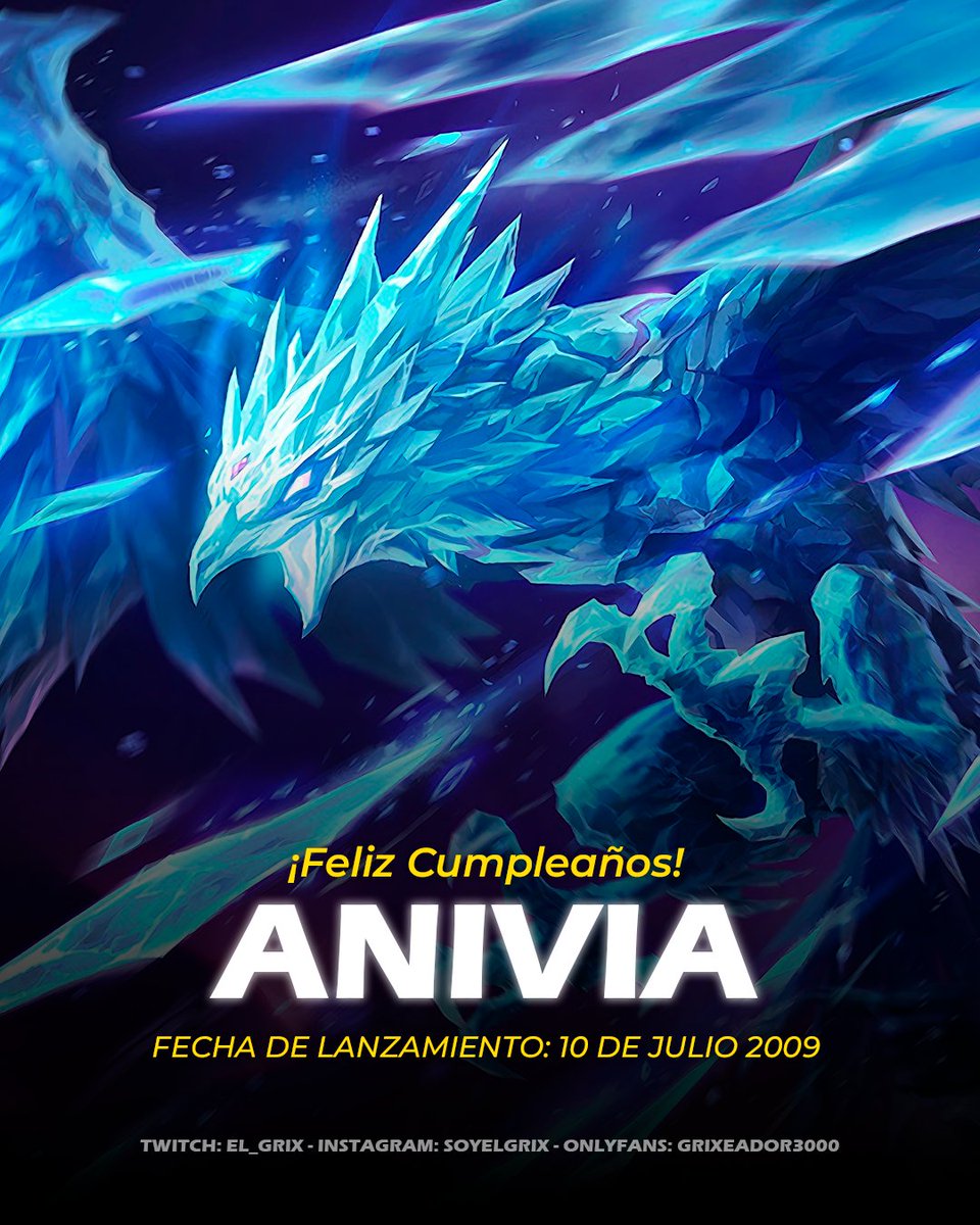 SoyElGrix's tweet photo. ❄️🕊️ ¡Feliz aniversario, Anivia! 🎉 La Criofénix ha protegido los campos de la justicia desde el 10 de julio de 2009, trayendo el frío y la sabiduría a cada batalla. 🌨️❄️

#LeagueOfLegends #Anivia #AniversarioAnivia #Criofénix #LOL #Gaming https://t.co/bHBoSKPwHr