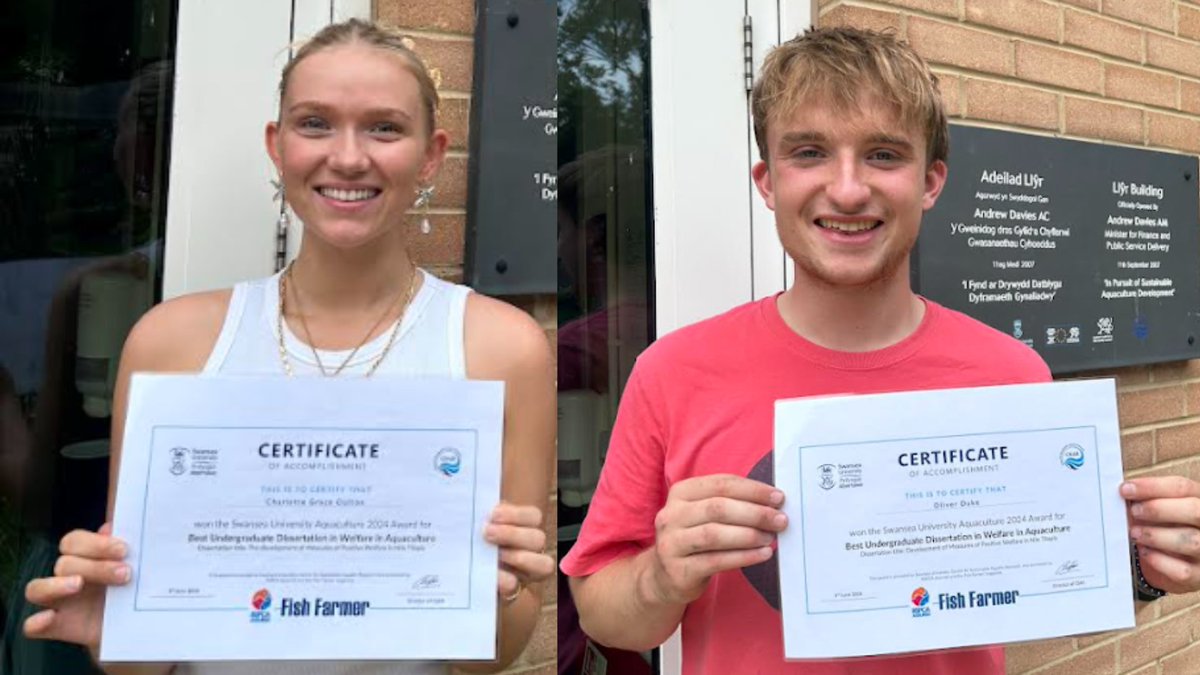 RSPCA Assured (@rspcaassured) on Twitter photo 🎉Congratulations to <a href="/SwanseaUni/">Swansea University</a> Marine Biology students, Ollie and Lottie for winning joint first for their research on fish welfare!
Sponsored by us, their project on welfare measures for Nile tilapia has set a new benchmark in aquaculture research.
👉 bit.ly/3xQnIsx 🎉Congratulations to <a href="/SwanseaUni/">Swansea University</a> Marine Biology students, Ollie and Lottie for winning joint first for their research on fish welfare!
Sponsored by us, their project on welfare measures for Nile tilapia has set a new benchmark in aquaculture research.
👉 bit.ly/3xQnIsx