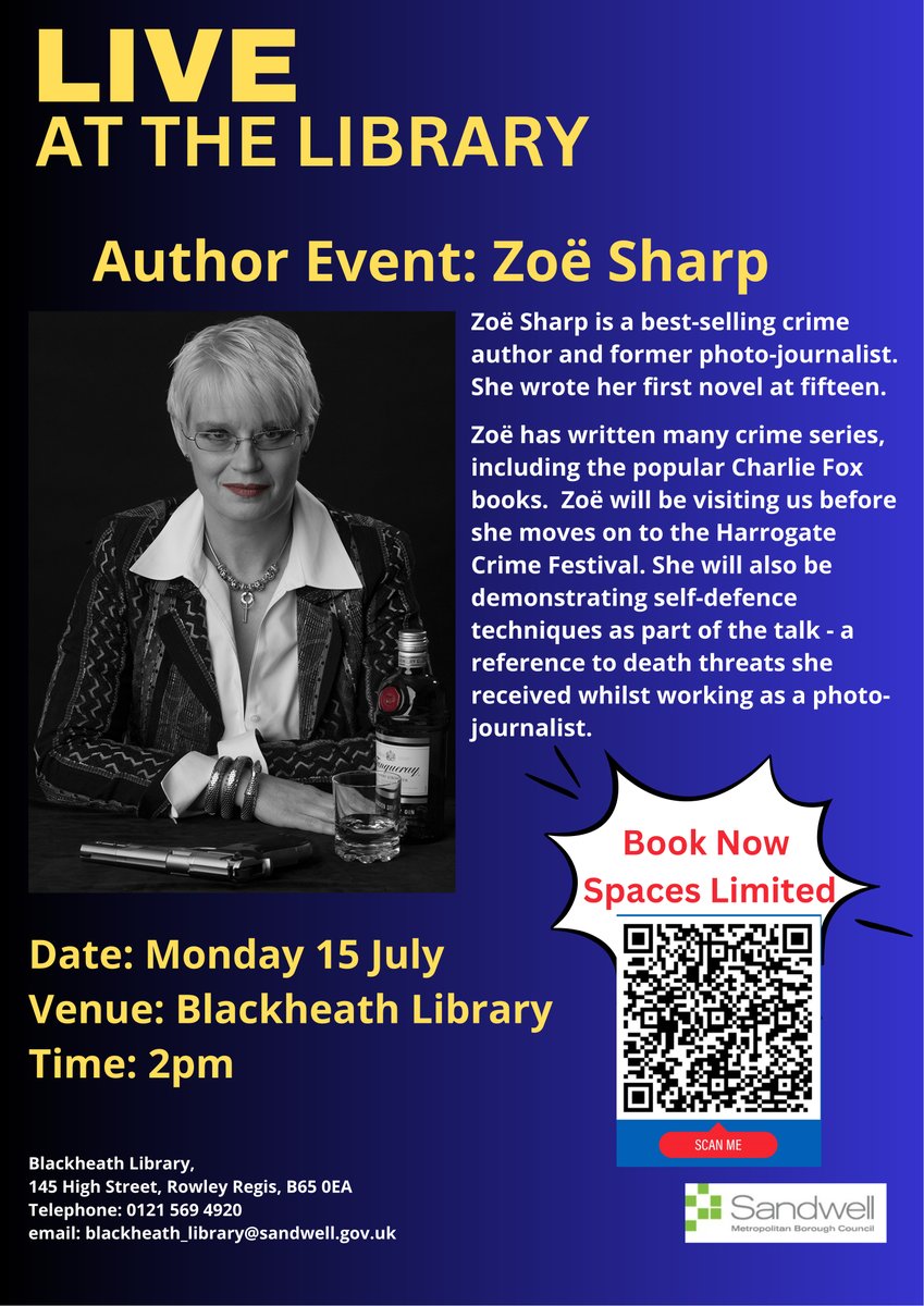#AuthorEvent at Blackheath Library in Rowley Regis - I'll be giving my talk 'You Can't Run In High Heels', on #Women, #Crime and #SelfDefence. Feat. a live self-defence demonstration (thanks to my crash-test dummy, actor Lewis Hancock) - you'll go away equipped for the worst!