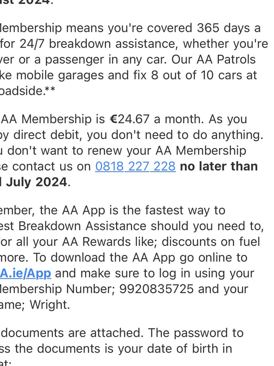 LarWright's tweet photo. Hello @TheAAie. Happy July! It’s that time of year again!

€24.67 per month renewal, or don’t renew and take out new membership online for €14.25 per month?

Thoughts? https://t.co/DgiFE6VCOa