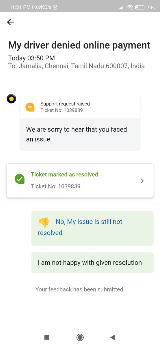 goiyaka's tweet photo. @ola_supports @Olacabs is this your resolution?
What has been done so far?
Nothing!!! And you simply close the ticket without any heart. How is my grievance addressed. What steps have  you taken to prevent this from your existing customers? https://t.co/YDo8K9aCHT