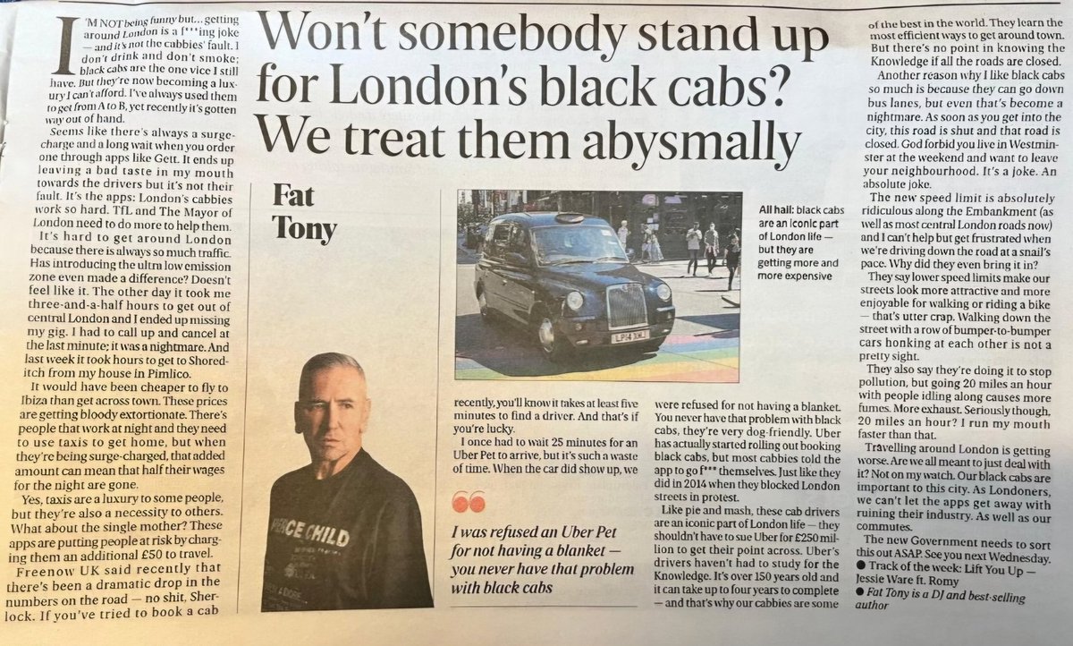 YBcabbie's tweet photo. Won't somebody stand up for London Black Cabs?
We'll, as a Cabbie I can only point my finger at @MayorofLondon @TfL @TfLTPH. Destruction of a 385 year trade is top priority for SOCIALIST LABOUR MAYOR. 117,000 #ScabCabs are his priorities. At least @Councillorsuzie tried to help. https://t.co/mPRwxIXz2H