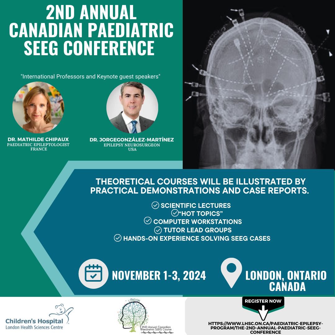 Maryam N. Nouri (@maryamnnouri1) on Twitter photo Join us for the second Canadian Pediatric SEEG Course in London, Ontario, where we will explore the SEEG approach to malformations of cortical development in children. <a href="/yesILAE/">yesILAE</a> <a href="/IlaeWeb/">International League Against Epilepsy</a> <a href="/EpilepsyTeamPEP/">Pediatric Epilepsy Program Team London ON</a>
ilae.org/congresses/2nd… Join us for the second Canadian Pediatric SEEG Course in London, Ontario, where we will explore the SEEG approach to malformations of cortical development in children. <a href="/yesILAE/">yesILAE</a> <a href="/IlaeWeb/">International League Against Epilepsy</a> <a href="/EpilepsyTeamPEP/">Pediatric Epilepsy Program Team London ON</a>
ilae.org/congresses/2nd…