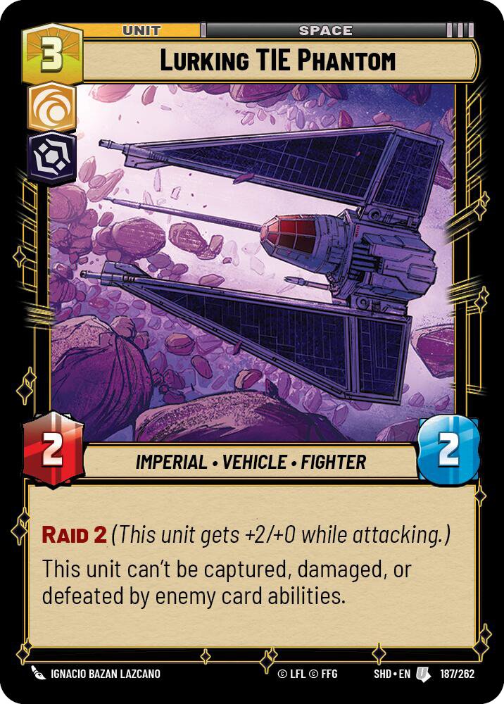 DarK_Kiev's tweet photo. Hi @davflamerock 
Sorry to bother you but i've got a question regarding "Lurking Tie Phantom" and "Overwhelming Barrage"
Does Barrage work on Lurking tie phantom ? To me the wording of Barrage suggests that the DMG is dealt by the unit and not the card, so it should work?
Thx :) https://t.co/byr6oa7h9T