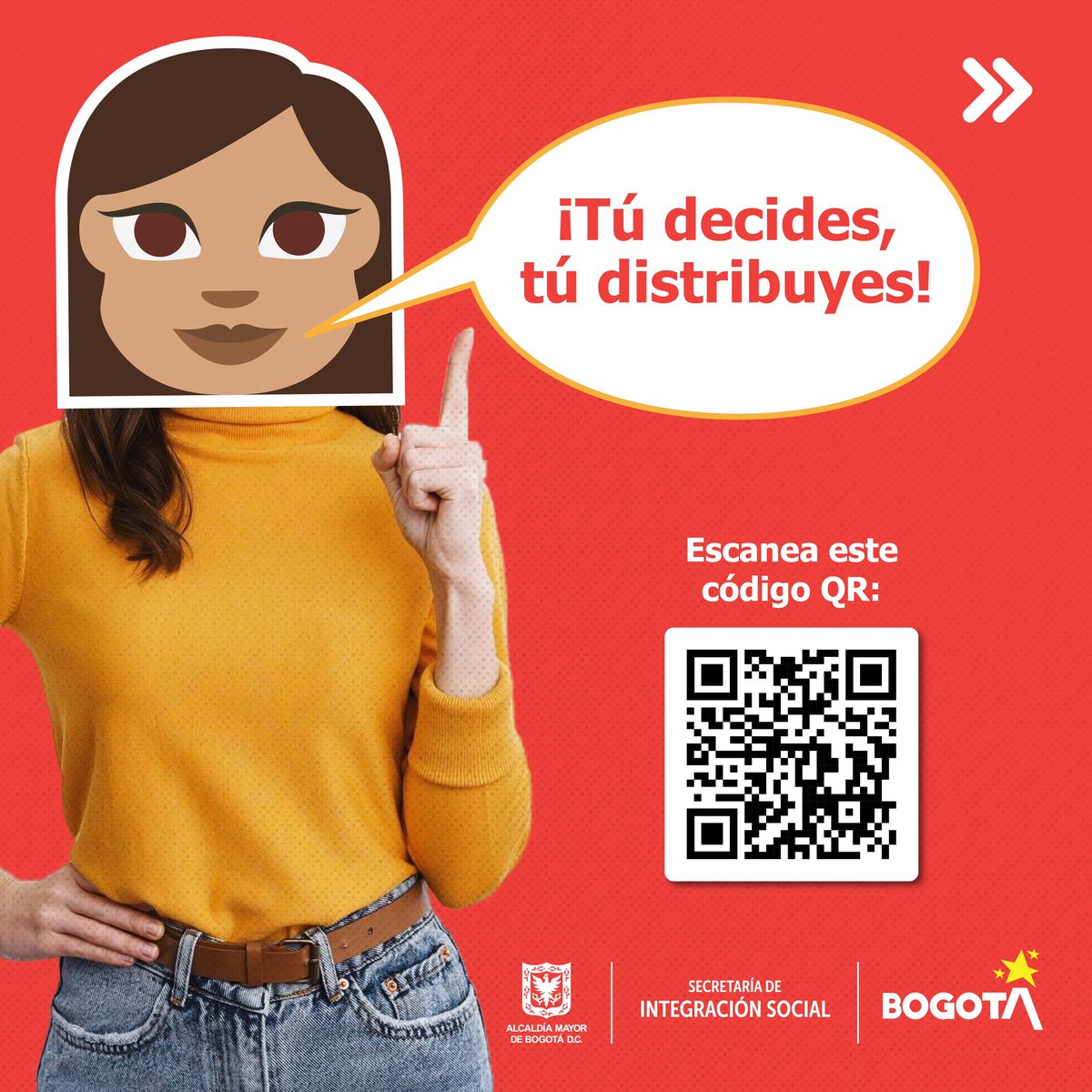 integracionbta's tweet photo. 🟡¡Bogotá distribuye lo local! 

🗓️Del 1 al 20 de julio decide en qué se usarán los recursos de presupuestos participativos.

🗳️Te invitamos a votar por DOTACIÓN a unidades operativas de servicios sociales SDIS.  

🙋🏻‍♂️🙋🏻‍♀️¡Tú decides, tú distribuyes!

👨🏻‍💻👩🏼‍💻Escanea el código ⬇️ https://t.co/87gxFl5dy1