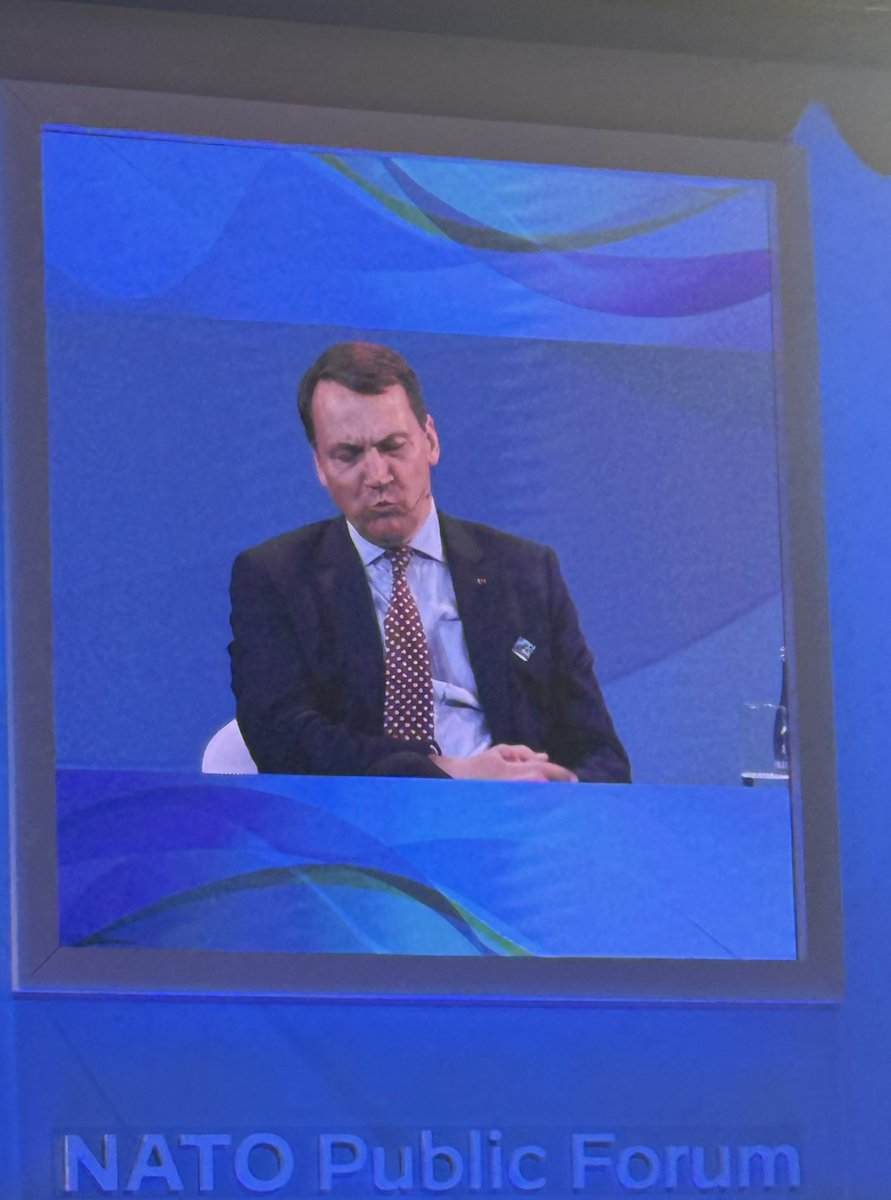 SSraders's tweet photo. R.Sikorski: ja Krievijai izdosies sagrābt Ukrainu un tās resursus, tad NATO izmaksas un resursi pieaugs, lai apturētu turpmāku Krievijas agresiju. #NATOSummit #deter #russia #UkraineStrong https://t.co/lPu3ZkJq61