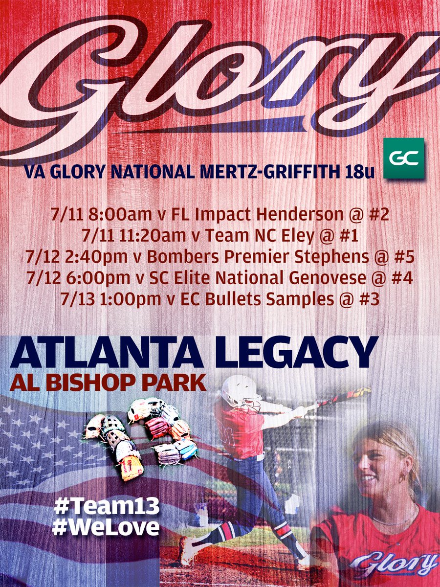Mike Mertz | VA Glory National 18u (@gloryguy99) on Twitter photo See ya in Hotlanta…literally. 🔥 Let’s GO! #Team13 #WeLove <a href="/VAGloryFP/">VA Glory Fastpitch</a> <a href="/NFCAorg/">National Fastpitch Coaches Association</a> <a href="/NCAASoftball/">NCAA Softball</a> #nfca <a href="/LegacyShowcase/">Legacy Showcase</a> See ya in Hotlanta…literally. 🔥 Let’s GO! #Team13 #WeLove <a href="/VAGloryFP/">VA Glory Fastpitch</a> <a href="/NFCAorg/">National Fastpitch Coaches Association</a> <a href="/NCAASoftball/">NCAA Softball</a> #nfca <a href="/LegacyShowcase/">Legacy Showcase</a>