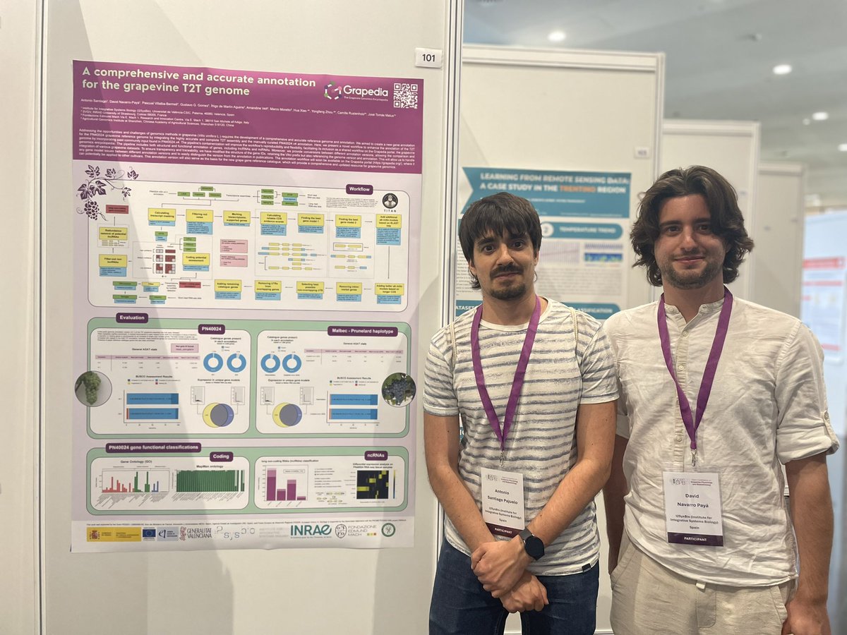 José Tomás Matus (@jtmatus) on Twitter photo Great discussions today at the ‘Advances in omics & big data’ session <a href="/OpenGPB2024/">Open-GPB2024 Conference</a>. <a href="/david_np91/">David Navarro</a> & <a href="/antsanpaj/">Antonio Santiago Pajuelo</a> showed The Intensive Transcript ANnotator developed in collab with <a href="/cam_rusty/">Camille Rustenholz</a> <a href="/_Marco_Moretto_/">Marco Moretto</a> <a href="/GustavoGomezLab/">ncRNA-Lab</a> supported by <a href="/Grapediaportal/">GRAPEDIA</a> #titanpipeline Great discussions today at the ‘Advances in omics & big data’ session <a href="/OpenGPB2024/">Open-GPB2024 Conference</a>. <a href="/david_np91/">David Navarro</a> & <a href="/antsanpaj/">Antonio Santiago Pajuelo</a> showed The Intensive Transcript ANnotator developed in collab with <a href="/cam_rusty/">Camille Rustenholz</a> <a href="/_Marco_Moretto_/">Marco Moretto</a> <a href="/GustavoGomezLab/">ncRNA-Lab</a> supported by <a href="/Grapediaportal/">GRAPEDIA</a> #titanpipeline