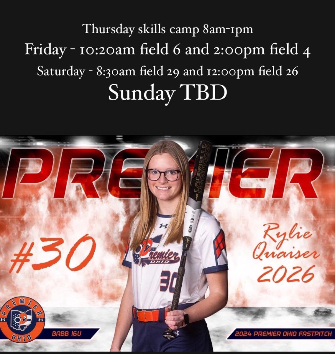 Rylie Quaiser 2026 (@ryliequaiser) on Twitter photo Excited to compete this weekend with my <a href="/PremierOhioBabb/">Premier Ohio - Babb 16U</a> team at the North American All Sanctioned World Series. Hope to see lots of coaches there! All Games are at Lou Berliner Park in Columbus!
<a href="/CoachHammondRR/">Coach Hammond</a> <a href="/CoastRecruitsSB/">Coast Recruits 🥎</a> <a href="/TopPreps/">SPORTS NEWS, VIDEOS, GRAPHICS, EXPOSURE & MORE</a> <a href="/DirectRecruits/">Direct Recruits</a> <a href="/D1Softball/">D1Softball</a> <a href="/RRfastpitch/">Rocky River Softball</a> Excited to compete this weekend with my <a href="/PremierOhioBabb/">Premier Ohio - Babb 16U</a> team at the North American All Sanctioned World Series. Hope to see lots of coaches there! All Games are at Lou Berliner Park in Columbus!
<a href="/CoachHammondRR/">Coach Hammond</a> <a href="/CoastRecruitsSB/">Coast Recruits 🥎</a> <a href="/TopPreps/">SPORTS NEWS, VIDEOS, GRAPHICS, EXPOSURE & MORE</a> <a href="/DirectRecruits/">Direct Recruits</a> <a href="/D1Softball/">D1Softball</a> <a href="/RRfastpitch/">Rocky River Softball</a>