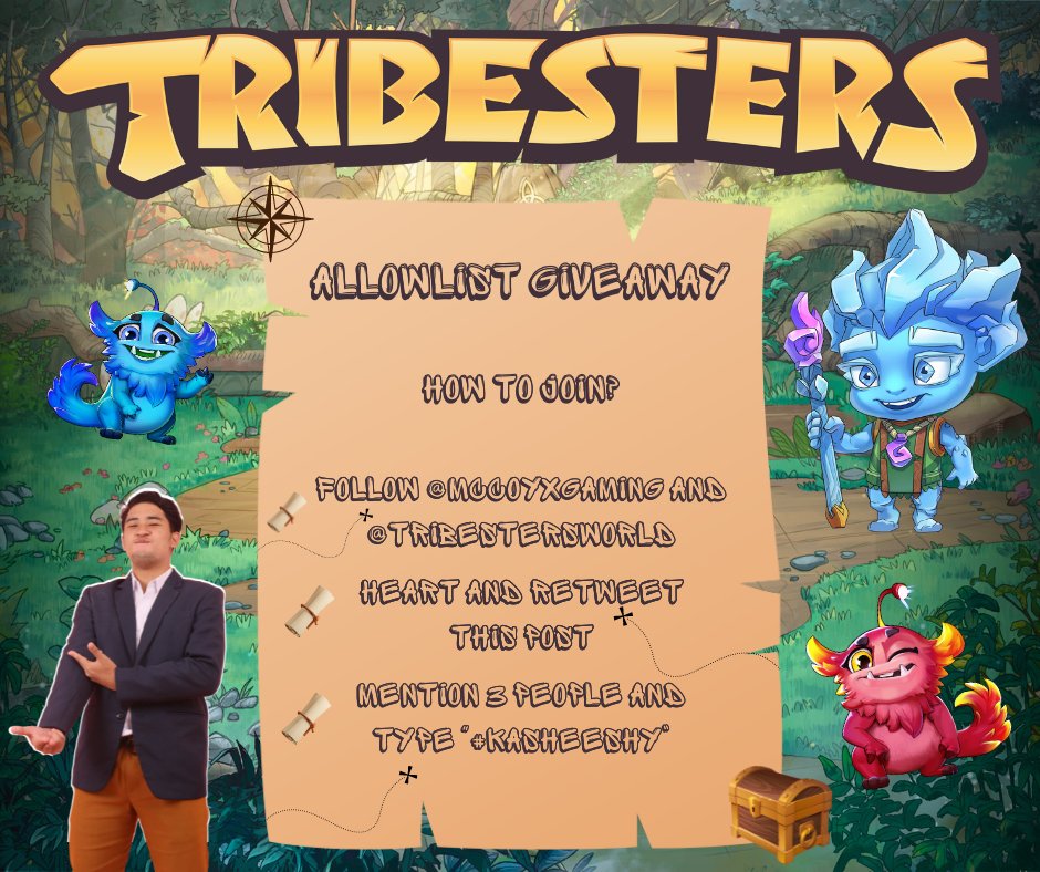 MccoyxGaming's tweet photo. 🚨TRIBESTERS ALLOWLIST GIVEAWAY🚨

I am giving 3 Allowlist for the Tribesters Minting🔥

PRICE MINT: 20 $RON

How to join?

1. Follow @MccoyxGaming and @TribestersWorld 
2. Heart and Retweet
3. Mention 3 friends and type "#KASHEESHY"

You only have 32 hours to enter this giveaway https://t.co/OIoTmnHS2q