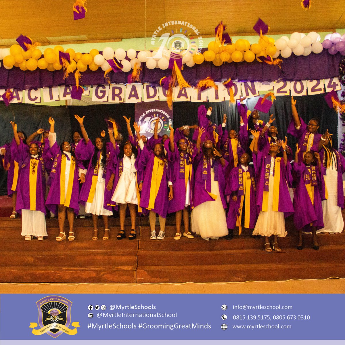 myrtleschools's tweet photo. It was an incredible day filled with joy, pride and celebration as we bid our Acacia Class of 2024 farewell at our 2023/2024 graduation ceremony. We Wish them success as they embark on their next adventure! 

#myrtleat10 #misat10 #myrtleschools #acaciagraduation2024 https://t.co/Ajnv0ecPWT