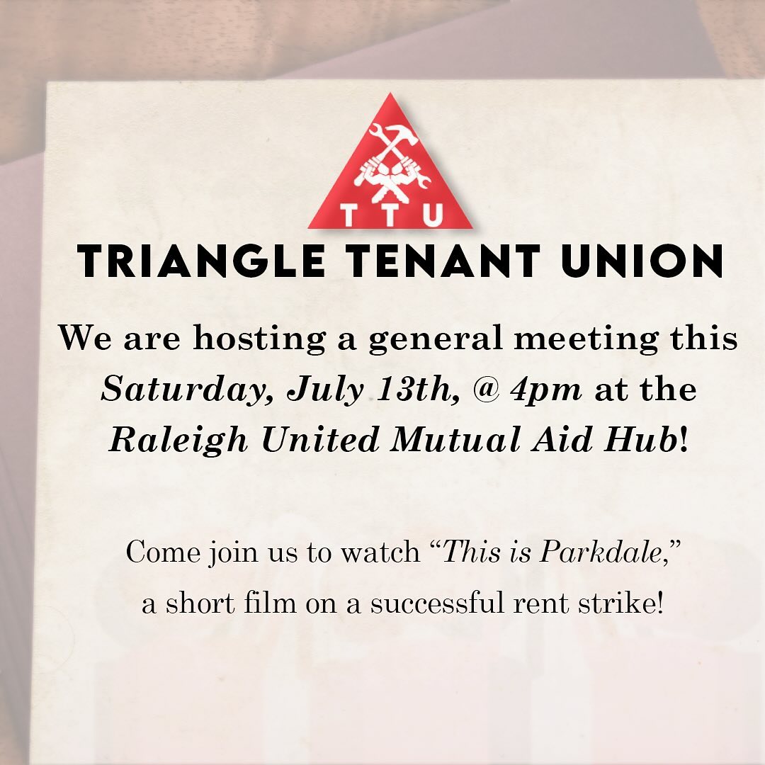 THIS SATURDAY: Come see the story of tenant victory in Toronto, as we watch "This is Parkdale" together at <a href="/RUMAH_raleigh/">Raleigh United Mutual Aid Hub</a>! June 13 @ 4 PM. Bring a friend!

Watch the trailer here: youtube.com/watch?v=3zhIk7…