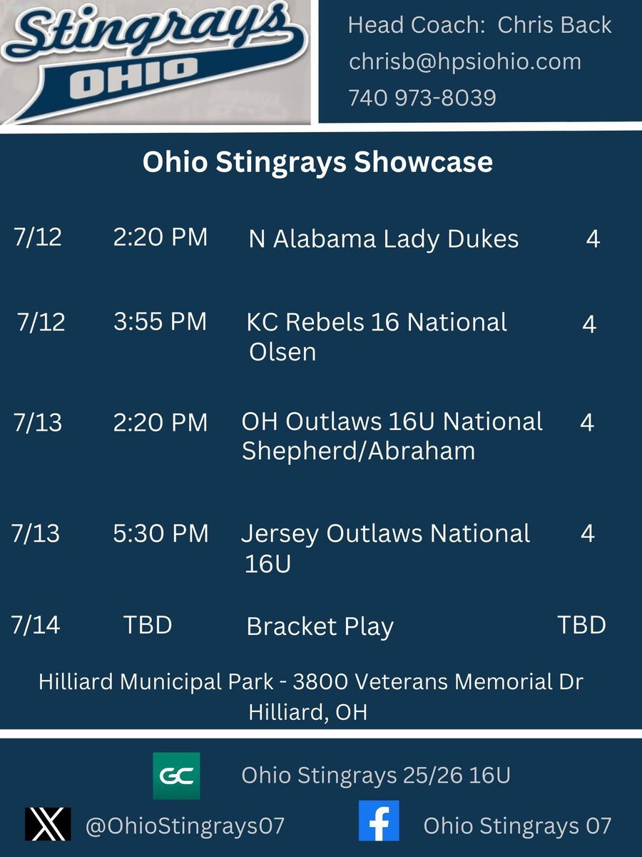 Ohio Stingrays 07 (@ohiostingrays07) on Twitter photo It feels great to be back in the OH!!! Hosting the greatest show on dirt <a href="/OHStingraysShow/">Ohio Stingrays Showcase</a> !!! Come watch our girls show up and show out against some great teams! It feels great to be back in the OH!!! Hosting the greatest show on dirt <a href="/OHStingraysShow/">Ohio Stingrays Showcase</a> !!! Come watch our girls show up and show out against some great teams!