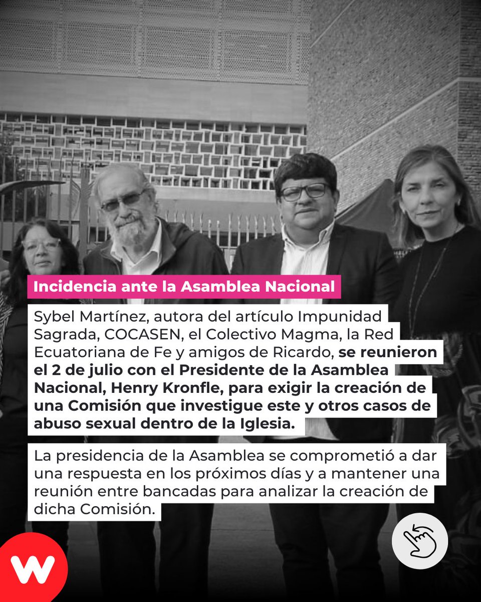 wambraEc's tweet photo. #ImpunidadSagrada

Luego del reportaje, amigos y activistas exigen que la @AsambleaEcuador @HenryKronfle que investigue otros casos de abuso sexual de la Iglesia.
Entérate de más en esta serie https://t.co/imfJTvefp7