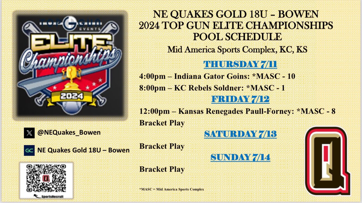 NEQuakes_Bowen's tweet photo. 🥎 @NEQuakes_Bowen is heading back to KC for @TopGunEvents Elite Championships. Come check us out!! 🔥 
#TGEliteChampionships 
@NEQuakesSB https://t.co/73sNClpcgM