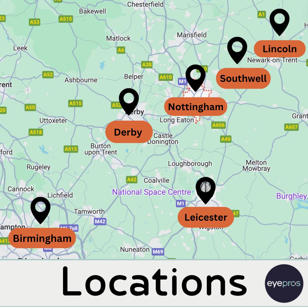 eyepros10200's tweet image. At EyePros, we provide exceptional eye care services across multiple locations.

 Visit us in Nottingham, Southwell, Lincoln, Birmingham, Leicester, or Derby for personalised care tailored to your needs.

Remember, we have interest-free finance options available.

#EyePros