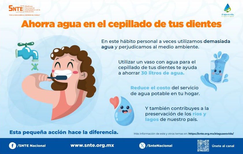 JesusSerranoAg1's tweet photo. ¡𝗘𝗹 𝗮𝗴𝘂𝗮 𝗲𝘀 𝘃𝗶𝗱𝗮, 𝗲𝗹 𝗮𝗴𝘂𝗮 𝘀𝗲 𝗮𝗴𝗼𝘁𝗮!

Durante el cepillado de dientes puedes ahorrar agua, ¡aquí te decimos cómo!
Con esta pequeña acción, contribuyes en la preservación de nuestros ríos y lagos.
#CuidaElAgua💧
🔗 Más información 👇🏽
https://t.co/EI2NNZ81fw https://t.co/fT0MzJGA0Q